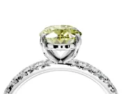 Solitaire Engagement Ring Setting for Fancy Yellow Oval Center with Shared-Prong Accents and Prong Head in Platinum