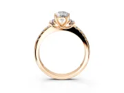 Paired Accent Engagement Ring Setting for Pear-Shaped Center with Pave Band and Prong Head in Rose Gold