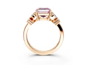 Floral Engagement Ring Setting for Fancy Pink Princess Cut Center with Marquise Cluster Shoulders and Prong Head in Rose Gold