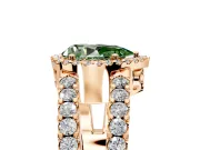 Halo Engagement Ring Setting for Fancy Green Pear-Shaped Center with Wide-Open Pave Split Shank and Prong Head in Rose Gold