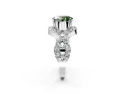 Halo Engagement Ring Setting for Fancy Green Oval Center with Pave Infinity Twist Band and Prong Head in Platinum