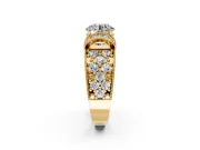 Pave Engagement Ring Setting for Round Cut Center with Curved Accent Rows, Openwork and Prong Head in Yellow Gold