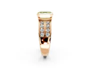 Bezel Engagement Ring Setting for Fancy Yellow Asscher Cut Center with Wide Channel-Set Band and Bezel Head in Rose Gold