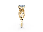 Solitaire Engagement Ring Setting for Fancy Blue Pear-Shaped Center with Criss-Cross Accent Band and Prong Head in Yellow Gold