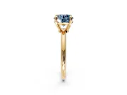 Minimalist Solitaire Engagement Ring Setting for Fancy Blue Round Cut Center with Thin Band and Prong Head in Yellow Gold