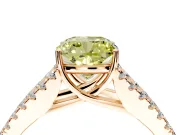 Solitaire Engagement Ring Setting for Fancy Yellow Cushion Cut Center with Pave Split Shank and Prong Head in Rose Gold