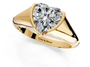 Tension Engagement Ring Setting for Heart-Shaped Center with Wide Tapered Band and Tension Head in Yellow Gold