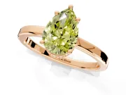 Hidden Halo Engagement Ring Setting for Fancy Yellow Pear-Shaped Center with Wide Flat Plain Band and Prong Head in Rose Gold