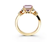 Floral Engagement Ring Setting for Fancy Pink Asscher Cut Center with Marquise Cluster Shoulders and Prong Head in Yellow Gold