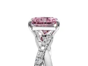 Crossover Engagement Ring Setting for Fancy Pink Radiant Cut Center with Pave and Plain Strands and Prong Head in Sterling Silver
