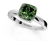 Solitaire Engagement Ring Setting for Fancy Green Cushion Cut Center with Plain Band and Flat Tab Prong Head in Platinum