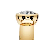 Solitaire Engagement Ring Setting for Round Cut Center with Wide Band and Bezel Head in Yellow Gold
