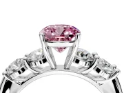 5 Stone Engagement Ring Setting for Fancy Pink Cushion Cut Center with Graduated Accents and Prong Head in Sterling Silver