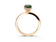 Solitaire Engagement Ring Setting for Fancy Green Radiant Cut Center with Fine Wire Band and Prong Head in Rose Gold