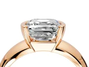 Tension Engagement Ring Setting for Asscher Cut Center with Wide Flat Band and Tension Head in Rose Gold