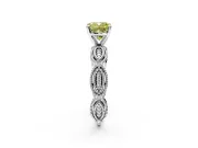 Solitaire Engagement Ring Setting for Fancy Yellow Cushion Cut Center with Marquise Panel Band and Prong Head in Sterling Silver