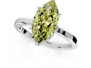 Hidden Halo Engagement Ring Setting for Fancy Yellow Marquise Center with Wide Flat Plain Band and Prong Head in Sterling Silver