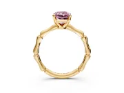 Solitaire Engagement Ring Setting for Fancy Pink Radiant Cut Center with Bamboo Band and Prong Head in Yellow Gold