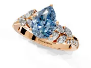 Solitaire Engagement Ring Setting for Fancy Blue Pear-Shaped Center with Marquise Accent Twist Band and Prong Head in Rose Gold