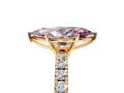 Solitaire Engagement Ring Setting for Fancy Pink Marquise Center with Large Accent Band and Prong Head in Yellow Gold