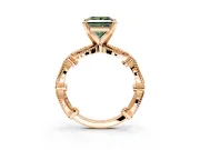 Solitaire Engagement Ring Setting for Fancy Green Princess Cut Center with Marquise Panel Band and Prong Head in Rose Gold