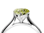 Solitaire Engagement Ring Setting for Fancy Yellow Heart-Shaped Center with Narrow Cathedral Band and Prong Head in White Gold