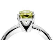 Solitaire Engagement Ring Setting for Fancy Yellow Emerald Cut Center with Wire Band and Prong Head in White Gold