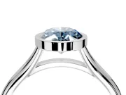 Solitaire Engagement Ring Setting for Fancy Blue Oval Center with V Split Shank and Bezel Head in Platinum