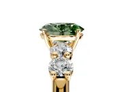 5 Stone Engagement Ring Setting for Fancy Green Oval Center with Graduated Accents and Prong Head in Yellow Gold