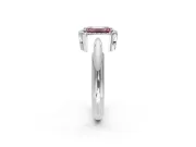 Halo Engagement Ring Setting for Fancy Pink Emerald Cut Center with Tapered Plain Band and Prong Head in Platinum