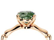 Solitaire Engagement Ring Setting for Fancy Green Cushion Cut Center with Bamboo Band and Prong Head in Rose Gold