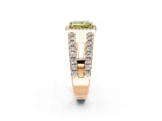 Halo Engagement Ring Setting for Fancy Yellow Princess Cut Center with Wide-Open Pave Split Shank and Prong Head in Rose Gold