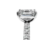 Solitaire Engagement Ring Setting for Asscher Cut Center with Shared-Prong Accents and Prong Head in Platinum