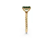 Solitaire Engagement Ring Setting for Fancy Green Emerald Cut Center with Plain Twisted Rope Band and Prong Head in Yellow Gold