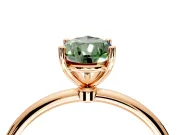 Solitaire Engagement Ring Setting for Fancy Green Pear-Shaped Center with Straight Thin Band and Prong Head in Rose Gold