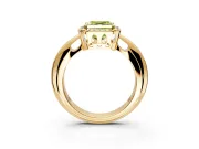 Halo Engagement Ring Setting for Fancy Yellow Asscher Cut Center with Tapered Plain Band and Prong Head in Yellow Gold