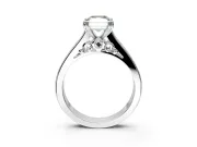 Solitaire Engagement Ring Setting for Fancy Green Radiant Cut Center with Channel Band and Double Claw Prong Head in Platinum