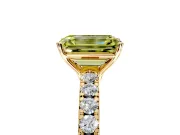 Solitaire Engagement Ring Setting for Fancy Yellow Emerald Cut Center with Large Accent Band and Prong Head in Yellow Gold