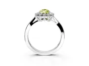 Starburst Halo Engagement Ring Setting for Fancy Yellow Pear-Shaped Center with Flat Cathedral Band and Prong Head in Platinum