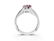 Split Shank Engagement Ring Setting for Fancy Pink Heart-Shaped Center with Pave Split Shank and Prong Head in Sterling Silver