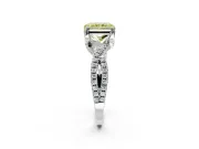 Solitaire Engagement Ring Setting for Fancy Yellow Radiant Cut Center with Narrow Twist Pave Band and Prong Head in Platinum