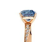 Side Accent Engagement Ring Setting for Fancy Blue Cushion Cut Center with Accent Shoulders and Prong Head in Rose Gold