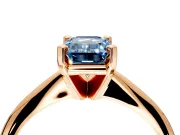 Solitaire Engagement Ring Setting for Fancy Blue Emerald Cut Center with Knife Ridge Band and Claw Prong Head in Rose Gold