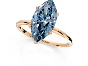 Solitaire Engagement Ring Setting for Fancy Blue Marquise Center with Straight Thin Band and Prong Head in Rose Gold