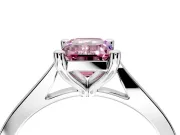 Solitaire Engagement Ring Setting for Fancy Pink Emerald Cut Center with Tapered Shoulders and Prong Head in Sterling Silver