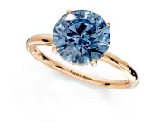 Solitaire Engagement Ring Setting for Fancy Blue Round Cut Center with Plain Band, Open Basket and Prong Head in Rose Gold