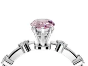 Solitaire Engagement Ring Setting for Fancy Pink Pear-Shaped Center with Bezel Station Band and Prong Head in Sterling Silver