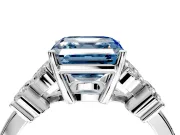 Floral Engagement Ring Setting for Fancy Blue Asscher Cut Center with Marquise Cluster Shoulders and Prong Head in White Gold