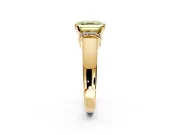 Solitaire Engagement Ring Setting for Fancy Yellow Asscher Cut Center with Wide Band, Pave Collar and Prong Head in Yellow Gold