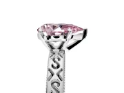 Solitaire Engagement Ring Setting for Fancy Pink Pear-Shaped Center with Scrollwork Band and Prong Head in Sterling Silver